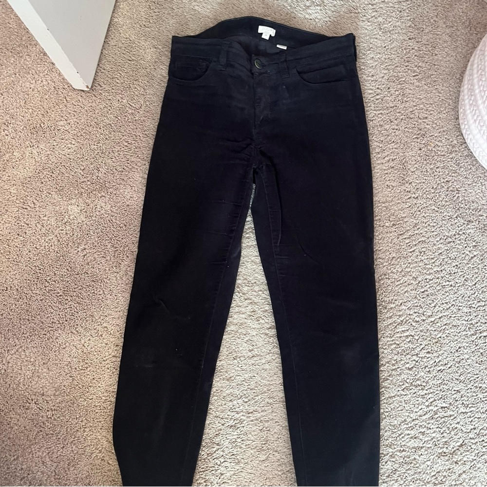 J. Crew Black straight-leg pant in stretch velvet